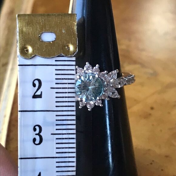 Natural Blue Zircon Sterling Silver Ring Size 6 - Picture 6 of 8
